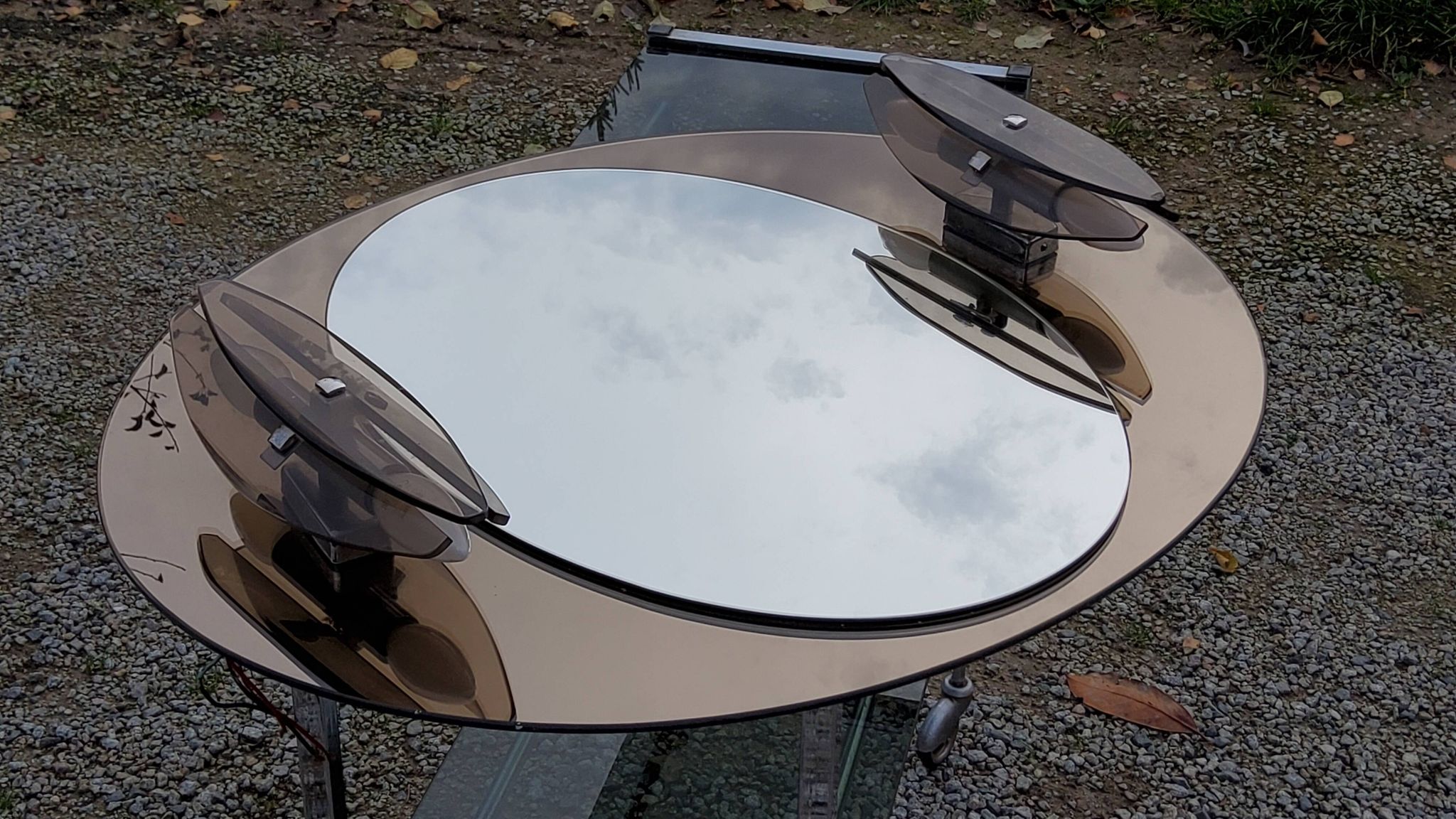 Miroir ovale avec 2 appliques double tains d’Antonio Lupi des années 80c