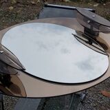 Oval mirror with 2 double tain sconces by Antonio Lupi from the 80s, 69x55 cm