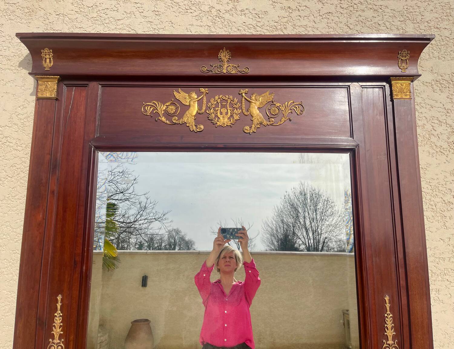 Large Empire Style Mahogany Mirror - H 2m33