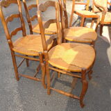 Set of 4 chairs in oak carved from 1950
