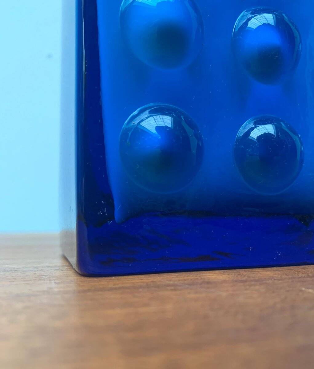 Mid-century German block glass bubble vase by Karl Friedrich Glass.