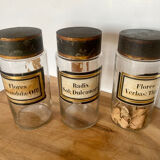 Lot of 3 old Napoleon III herbalist apothecary medicine jars blown glass