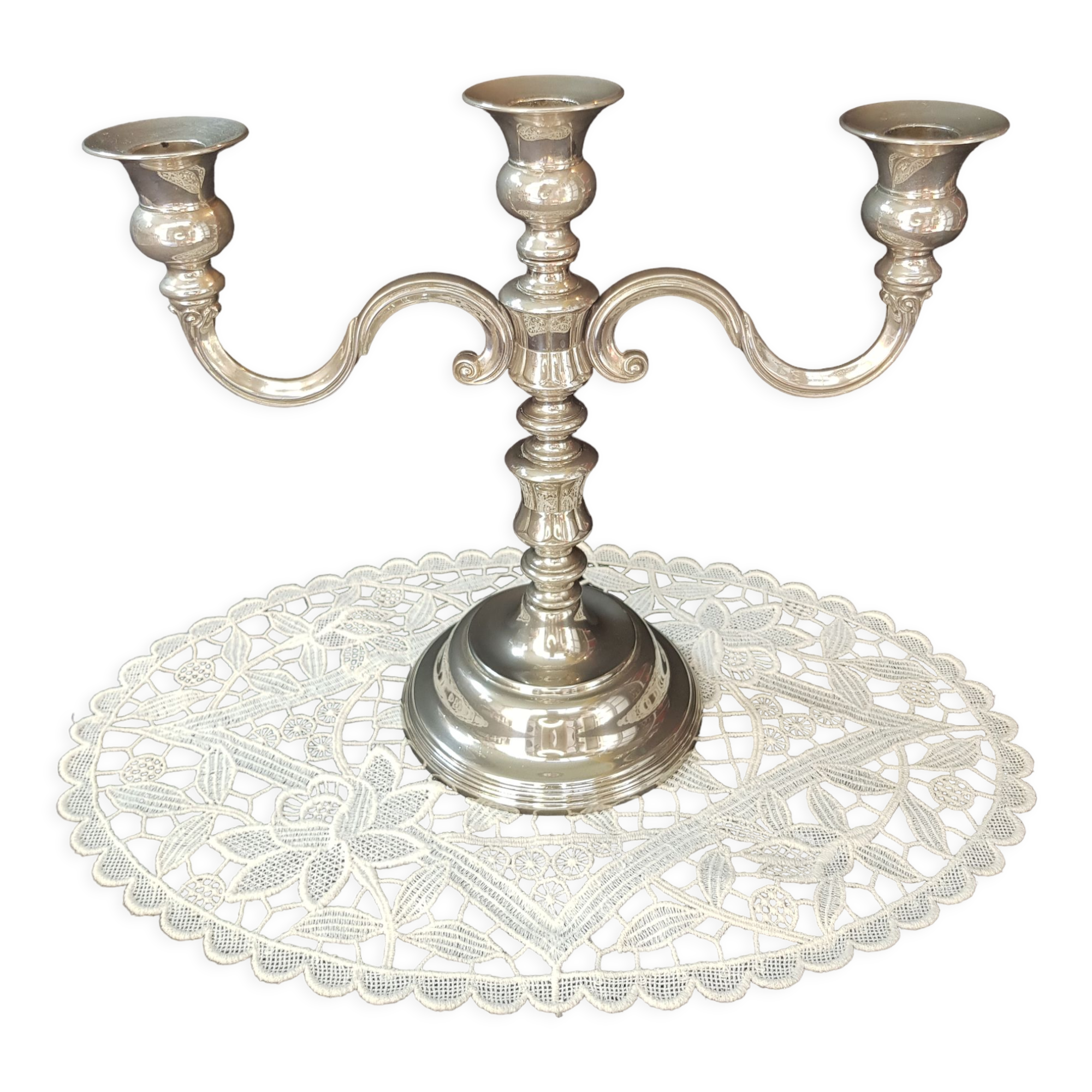 Silver metal candlestick