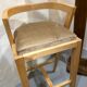 Wooden stool, beige velvet