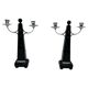 Art Deco Candlesticks in Black Lacquer, Oak & Nickel, Netherlands, 1930s, Set of 2