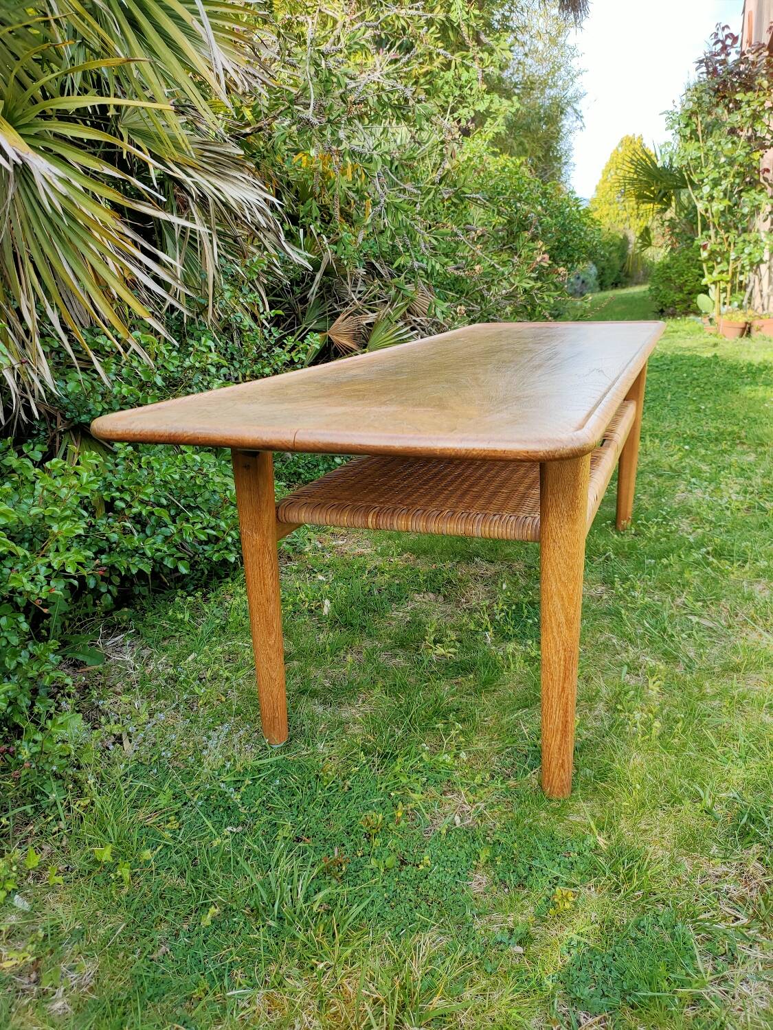 Hans Wegner coffee table (oak and cane)