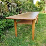 Table basse Hans Wegner (chêne et cannage)