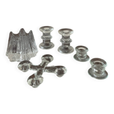 Série 6 bougeoirs vintage pâte de verre moulée pressée