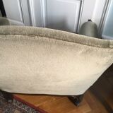 Pair of 2 khaki green velvet armchairs