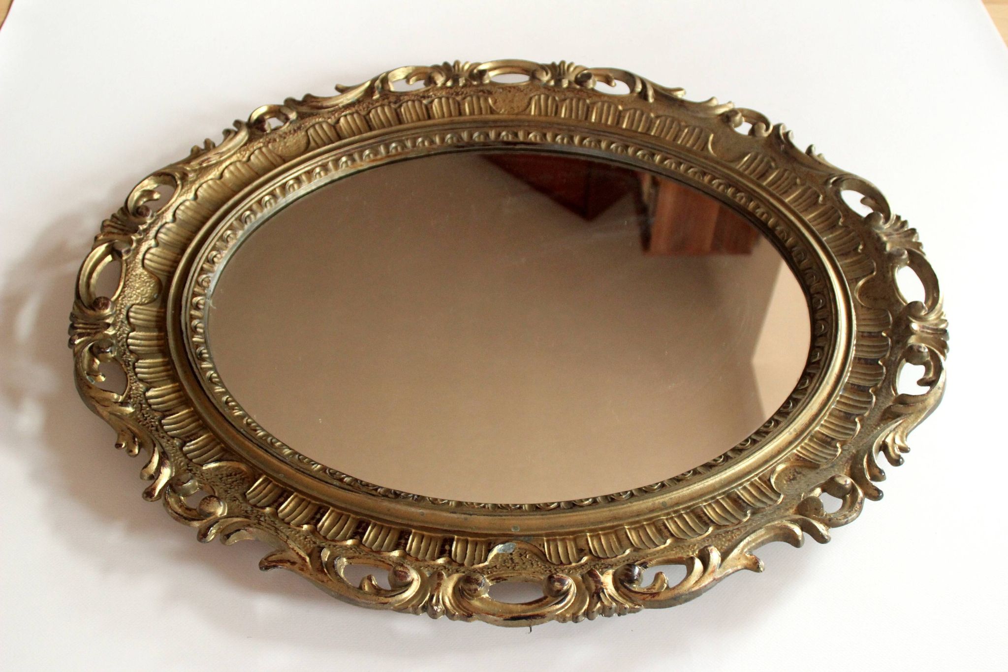 Wooden wall mirror - florentine style - vintage from the 70s