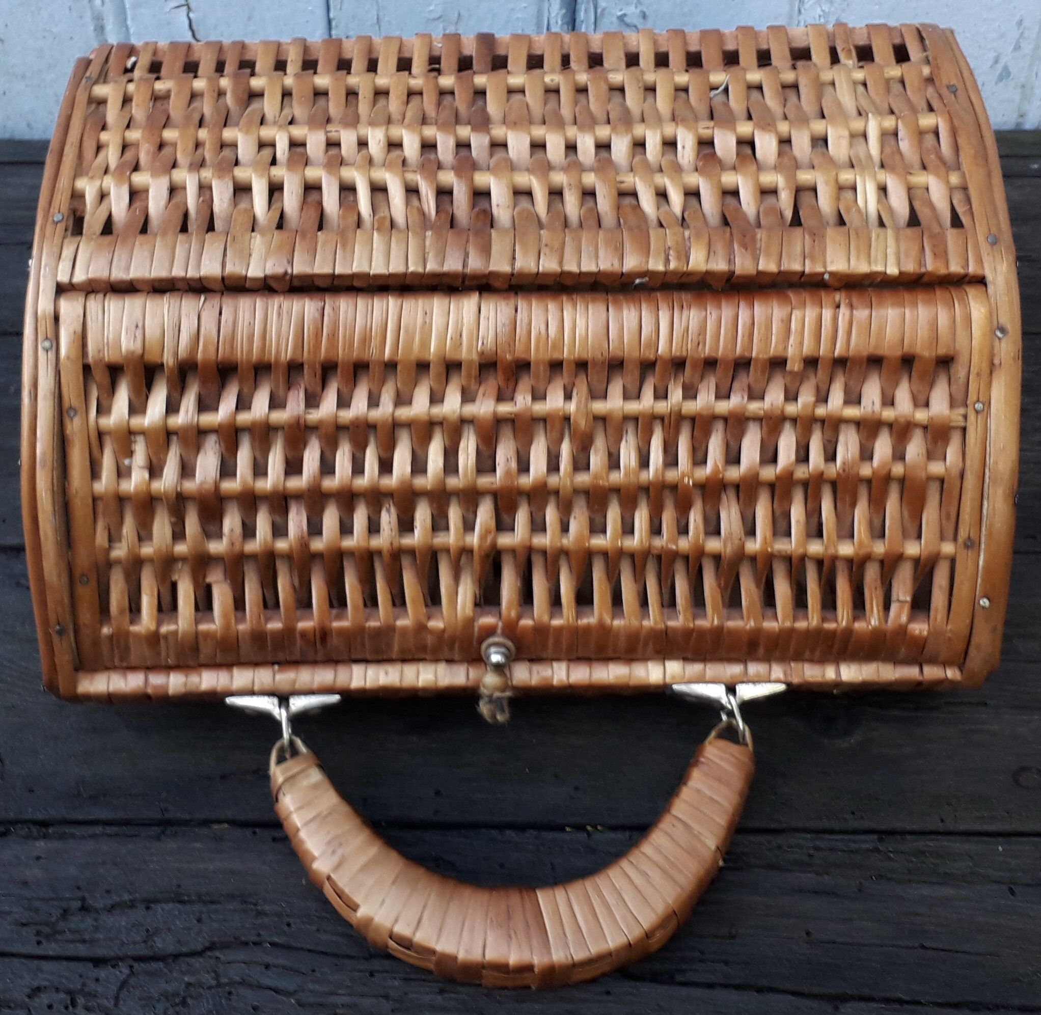 Wicker basket is wood