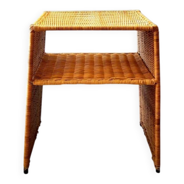 Wicker bedside table or side table from the 1960s.