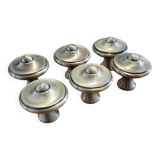 6 patinated brass furniture knobs