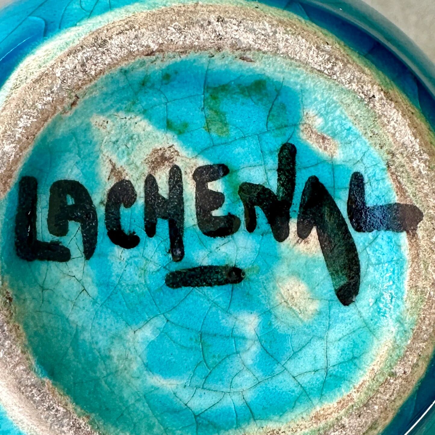 Ovoid ceramic vase with cracked blue glaze – Edmond Lachenal - Art Deco