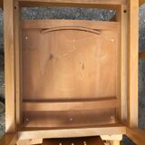 Vintage Baumann chairs in beech, seats in beige brown Skaï, series of 6.