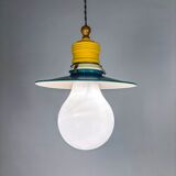 Metalarte XL "Bulb" ceiling pendant, white opaline glass, Spain, 1970s