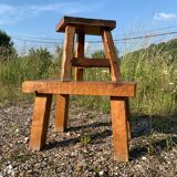 Coffee table and its brutalist style raw wood stool