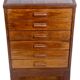 Former antique Burmese teak workshop cabinet with top glass tray