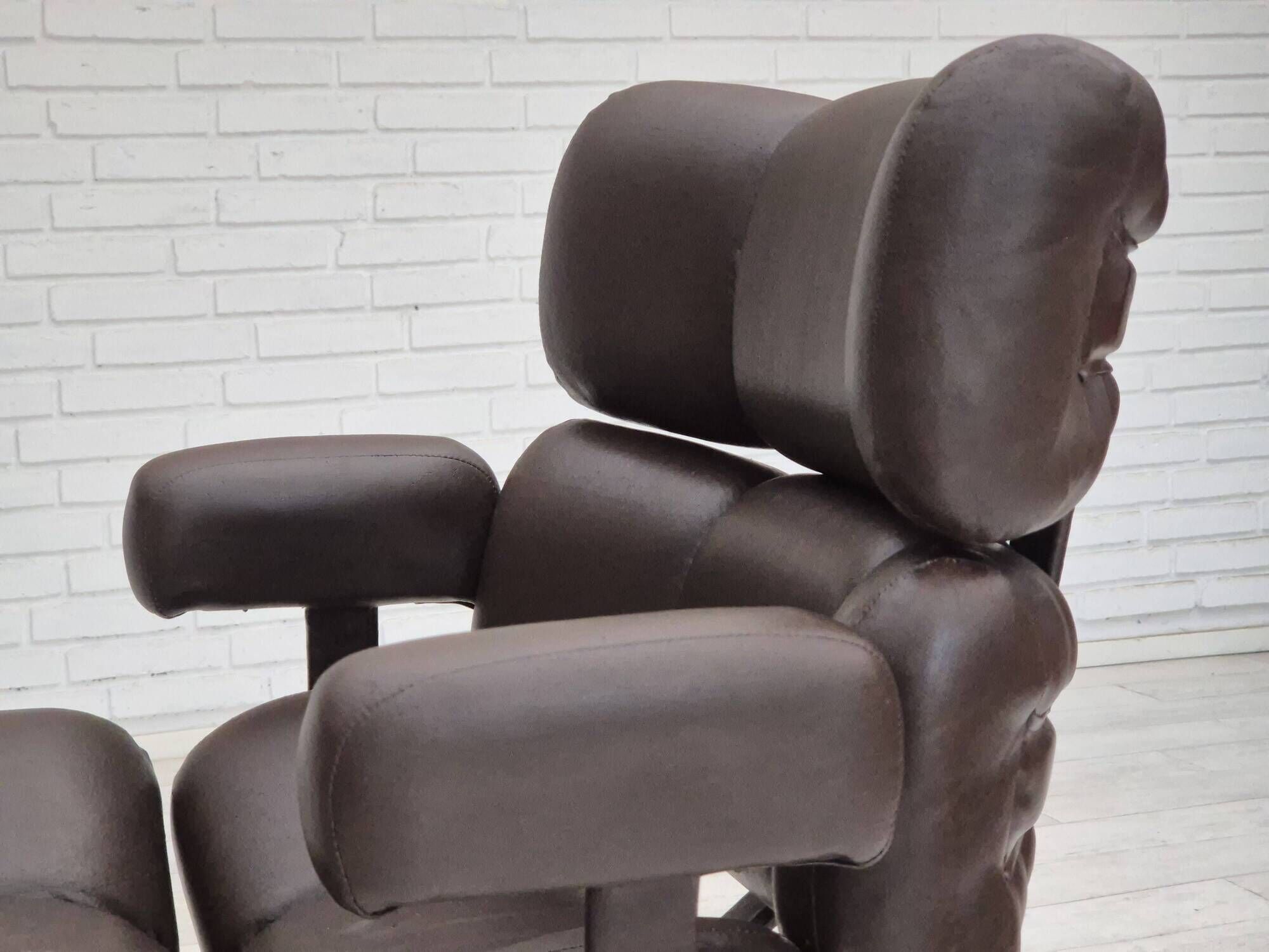 1970s, Scandinavian swivel chair, original condition, artificial leather, chrome steel.
