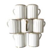 Ensemble de 7 tasses vintage en porcelaine blanche et dorée
