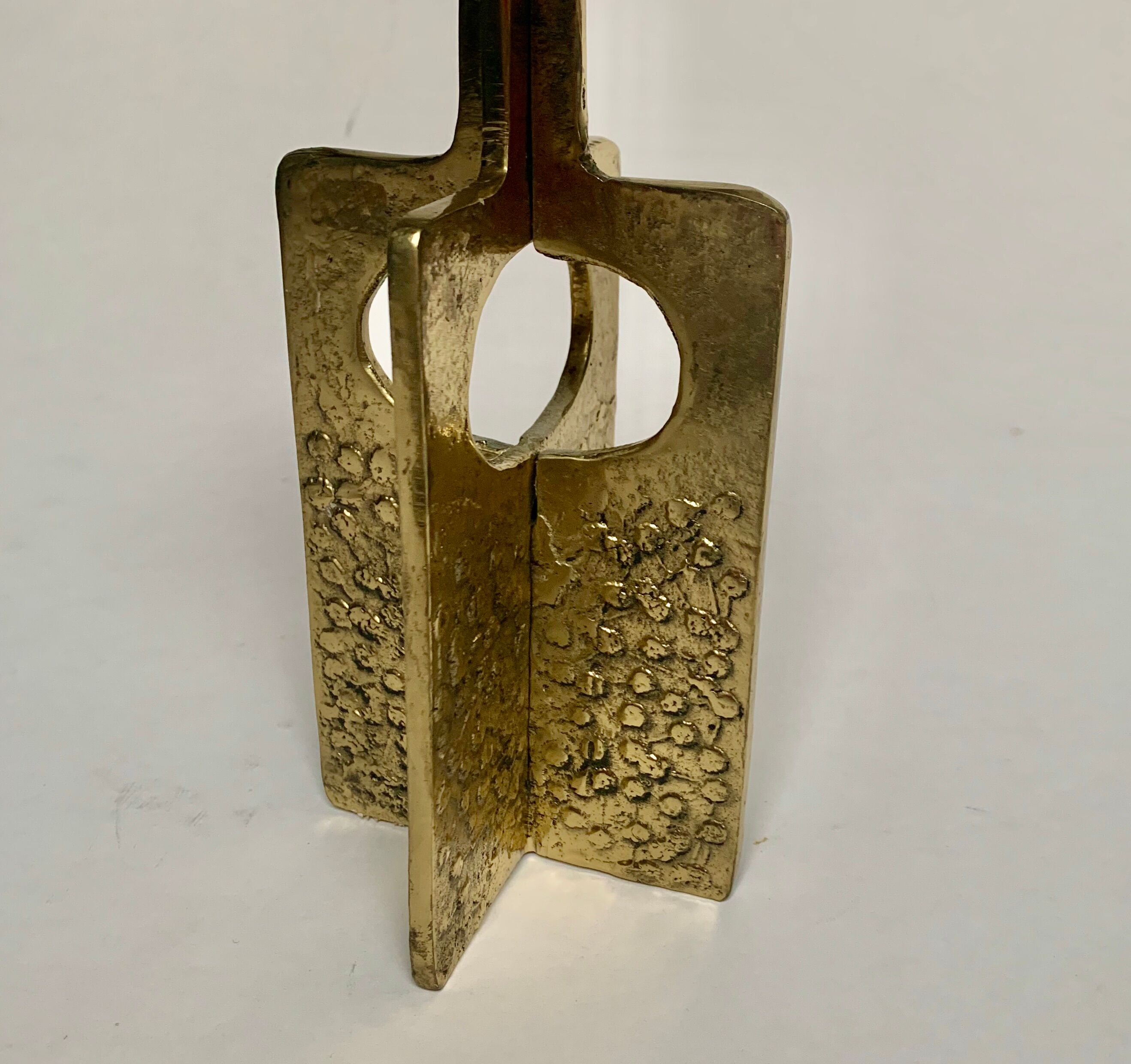 Brutalist bronze candleholder, 1970s
