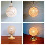 Space Age brass and textured glass table lamp, 1970s
