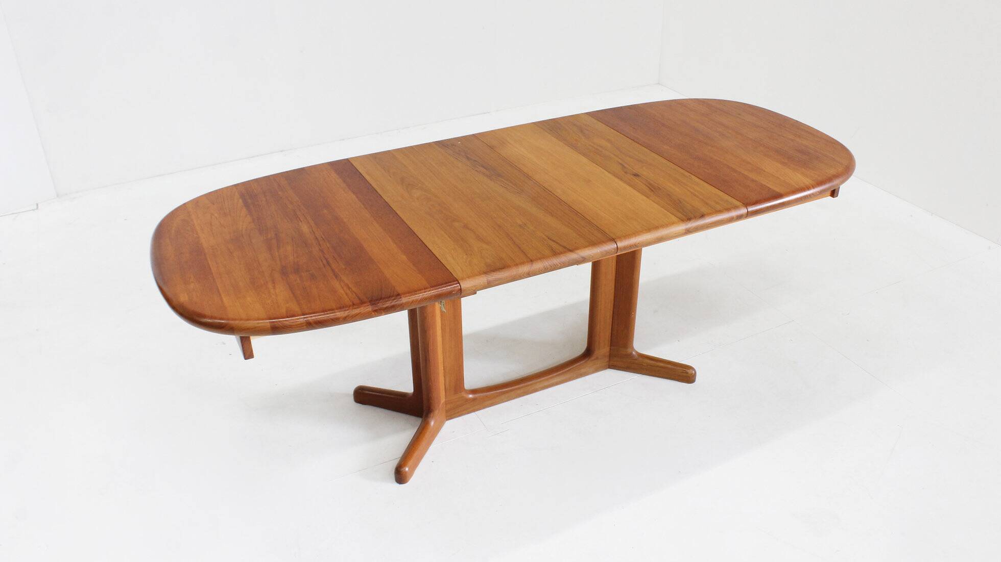 Vintage Danish oval extendable dining table solid teak