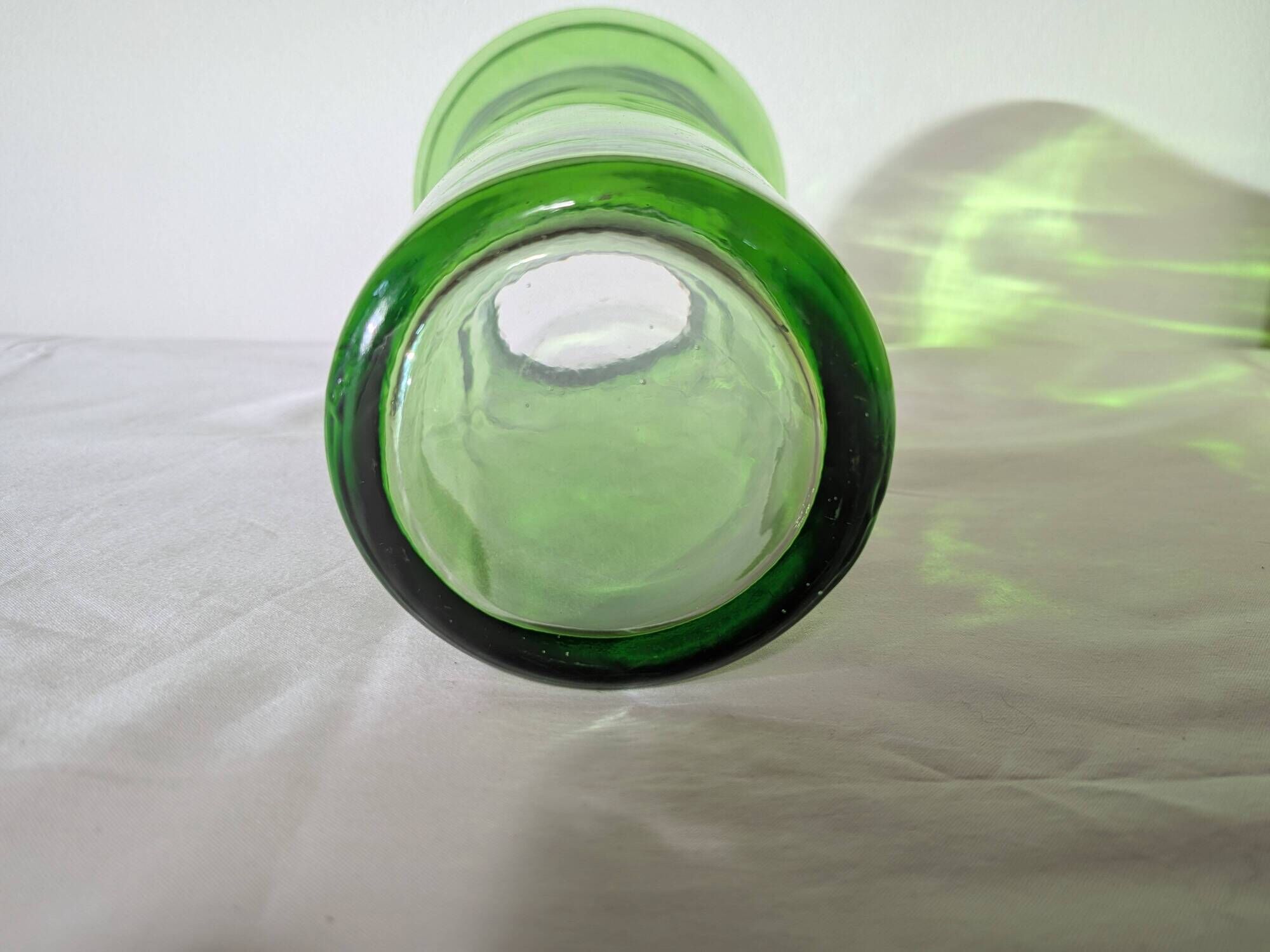 Vintage green glass vase – flared neck – 1960s/70s