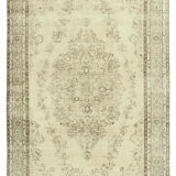 Hand-Knotted Wool Turkish Beige Rug 190 cm x 300 cm