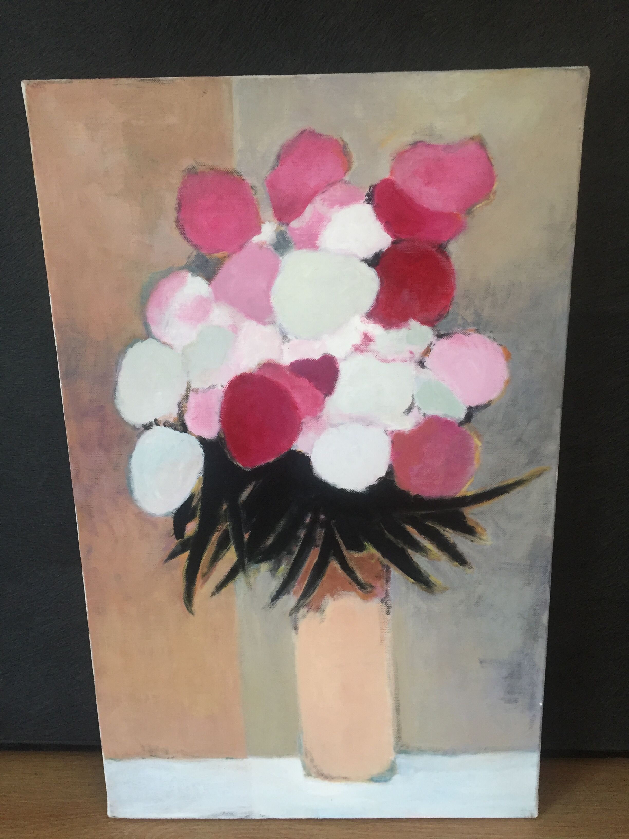 Beautiful bouquet of flowers on canvas