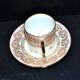Litron cup from Limoges in porcelain with pink and gold decoration, signed Porcelaine d’Art PP.