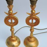 Pair of Gilded Bronze Lamp by Pierre Casenove for Fondica, France