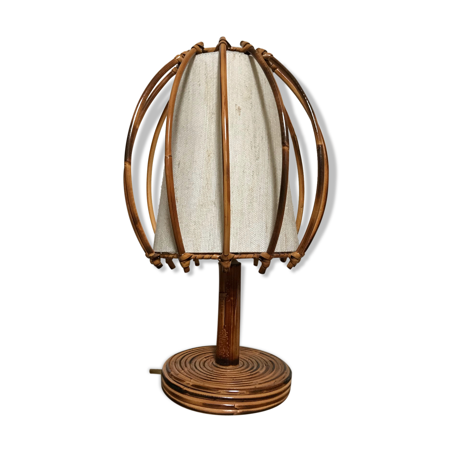 Louis Sognot vintage rattan lamp