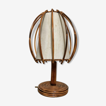 Louis Sognot vintage rattan lamp