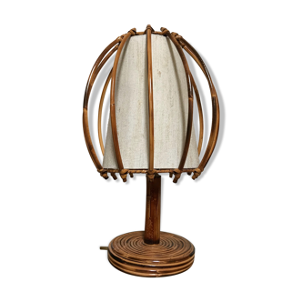 Louis Sognot vintage rattan lamp