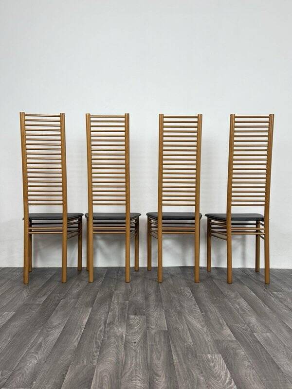 Ladder Back Dining Chairs, Italy, 1980, Set of 4