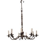 Vintage chandelier with 9 arms in gold metal – foliage decoration – Paris Baguès