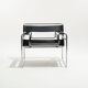 Wassily armchair in black leather, marcel breuer, 2000s