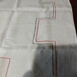 Old linen rectangular tablecloth embroidered hemp canvas 104 x 153 cm