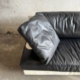 BnB Italia Sity 2-seater leather sofa — black seat with white leather base