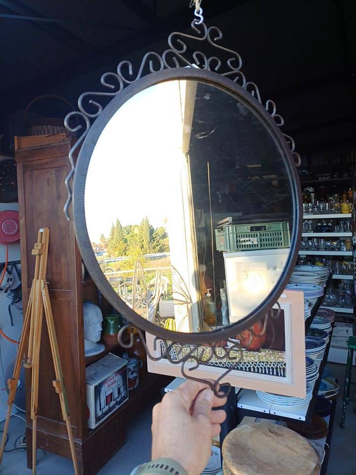 Vintage wrought iron round mirror