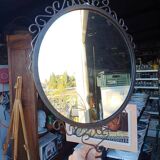 Vintage wrought iron round mirror