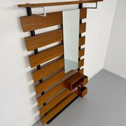 Scandinavian design teak wall unit with entrance door from the 70s