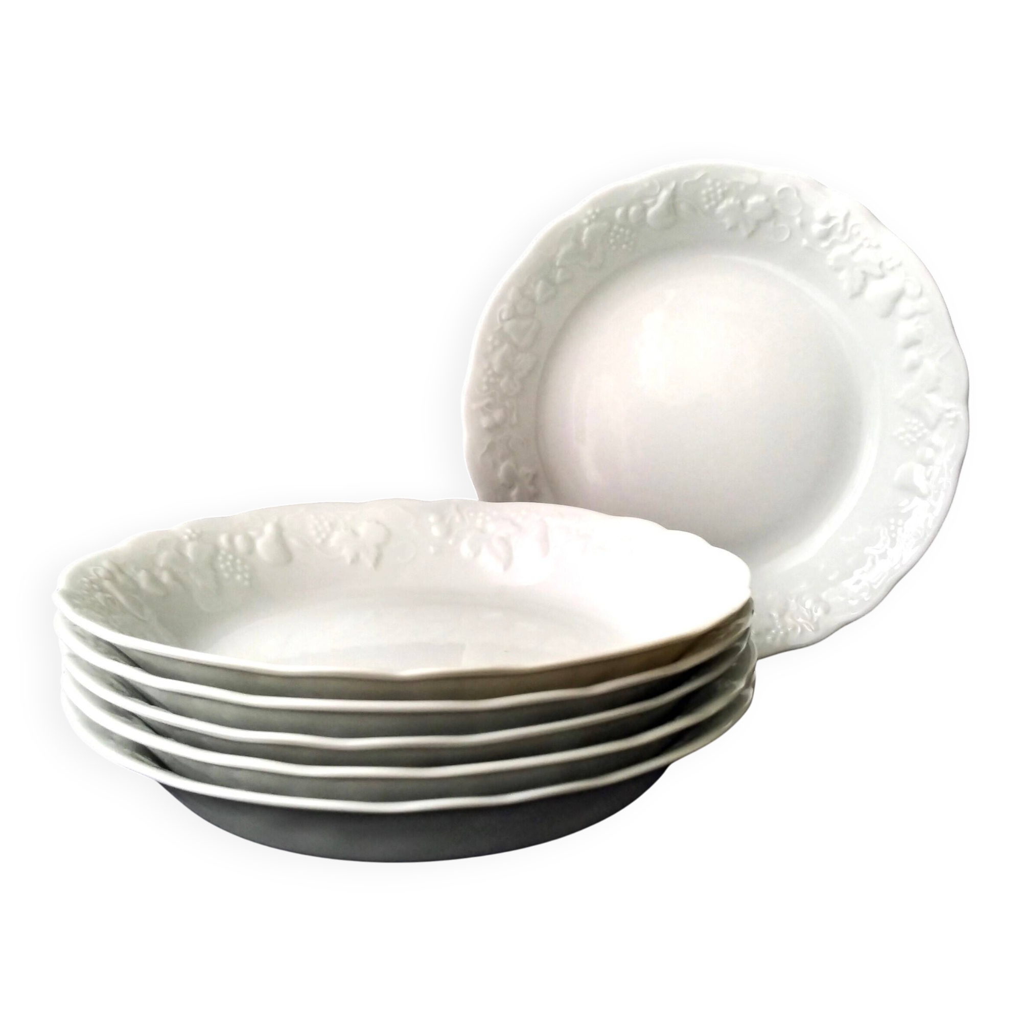 6 deep plates, with a calotte in Limoges porcelain by Ph. Deshoulières