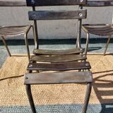 3 chaises en métal, style Tolix