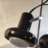 Floor lamp with 2 adjustable spotlights in chrome and black metal - 1960s/70s