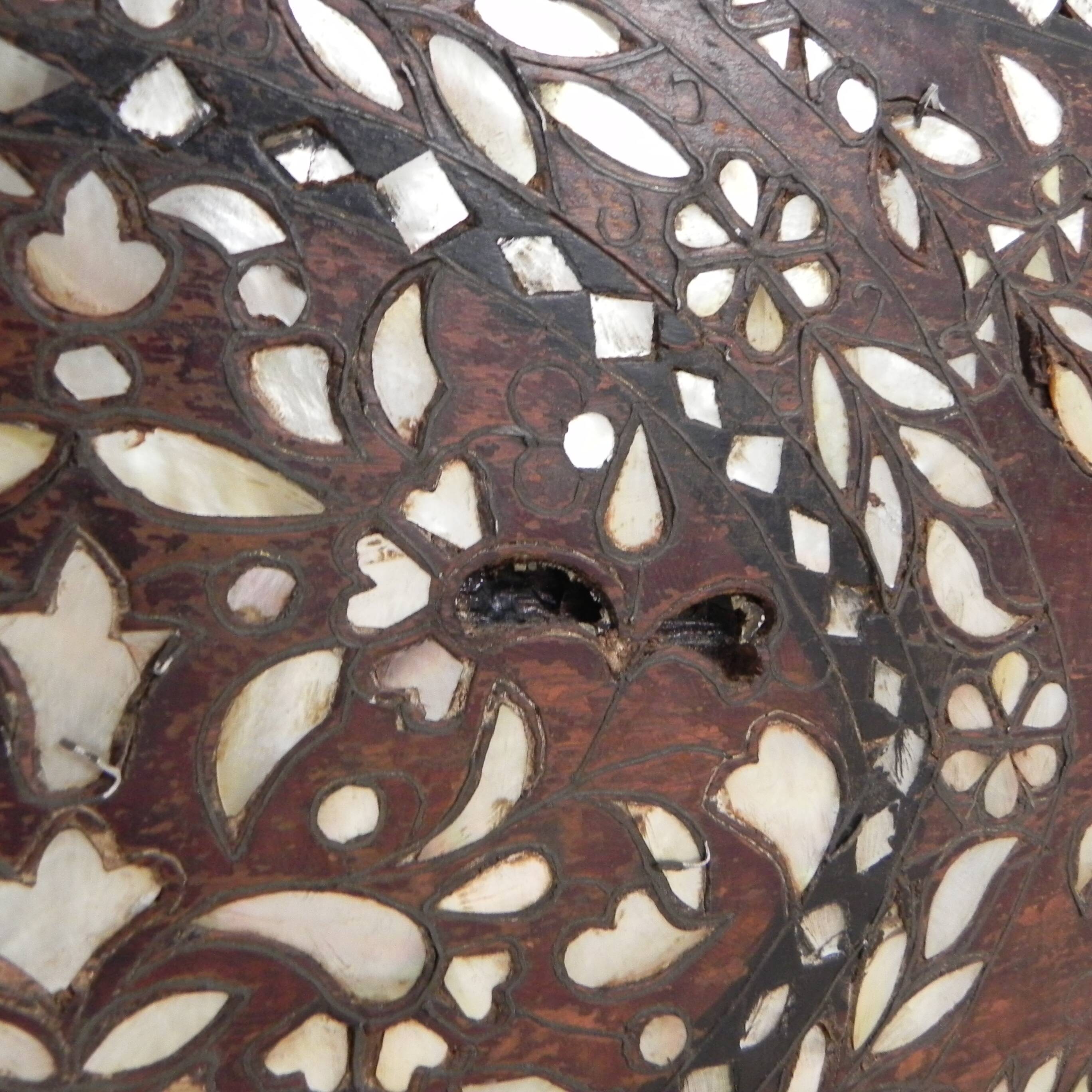 19th century Syrian wedding chest with mother of pearl inlay