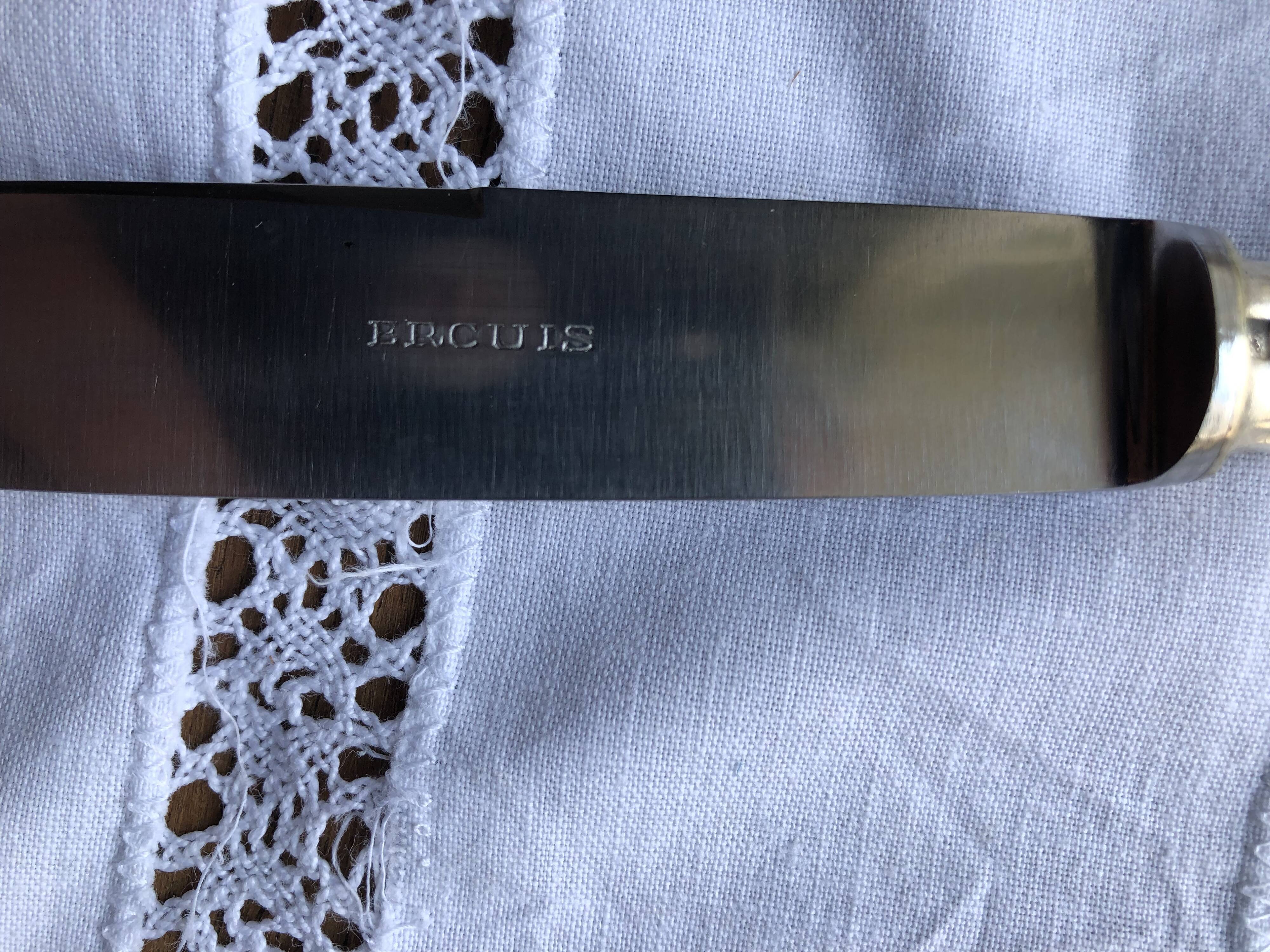 Série de 10 couteaux de table ercuis métal argenté