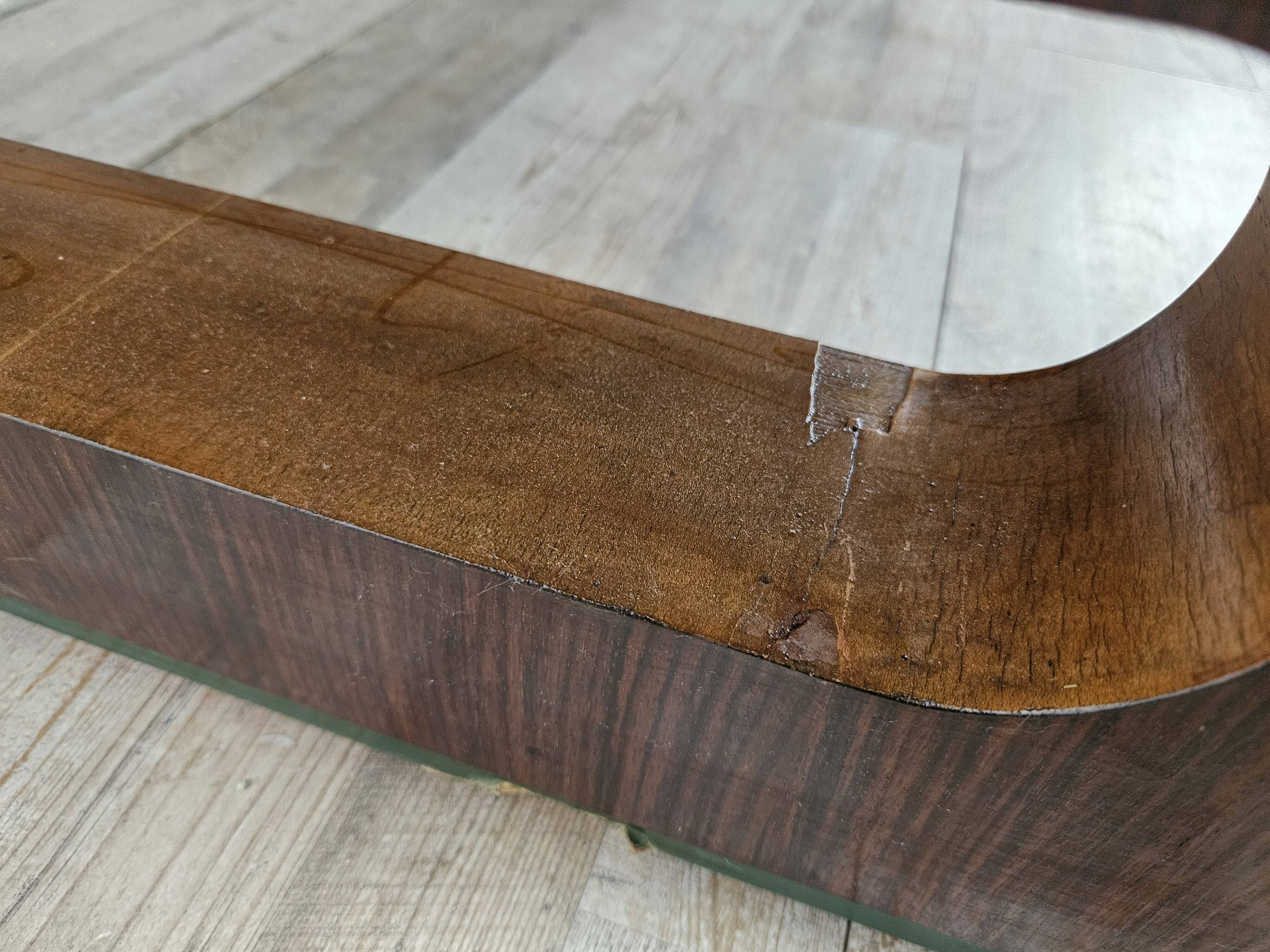 Art Decò Sideboard in Mahogany and Maple with Black Glass and Brass Finishi