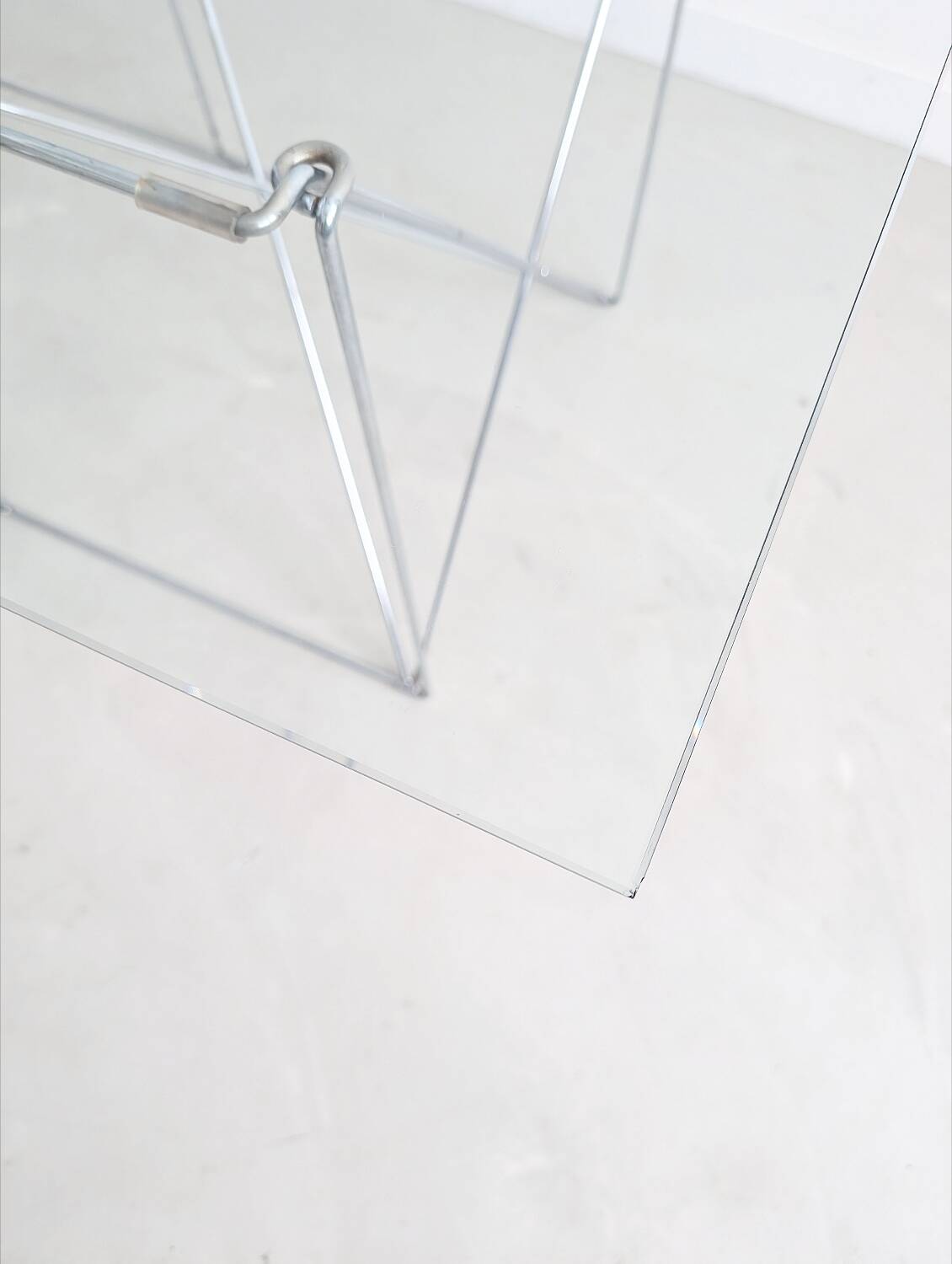 Folding steel and glass dining table by Max Sauze 1970s